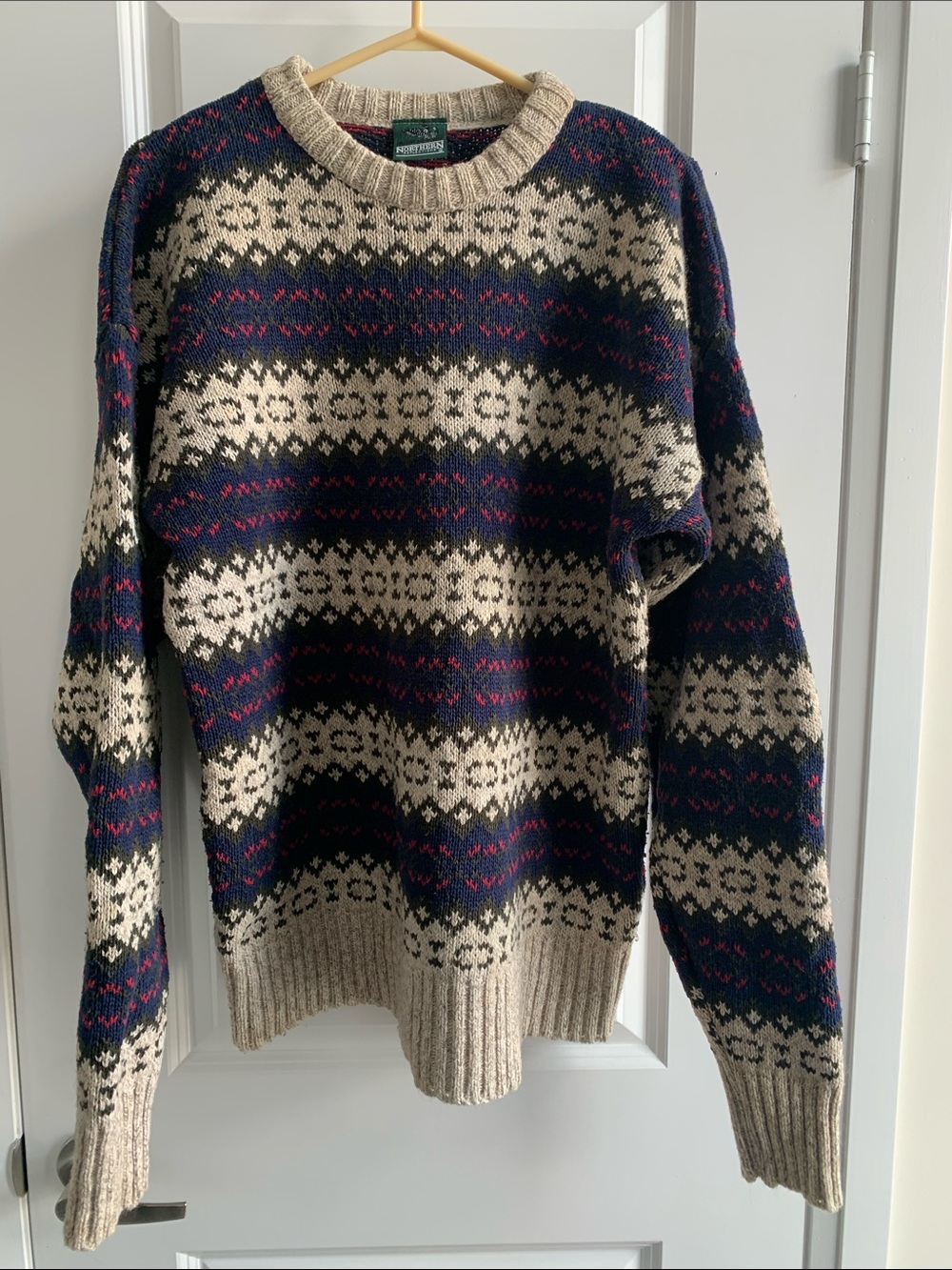 Northern Reflections Navy, Cream & Red Fair Isle Crewneck Sweater